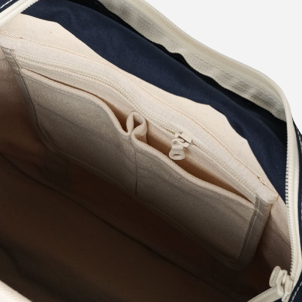 CAFE TOTE BAG - ECRU/NAVY