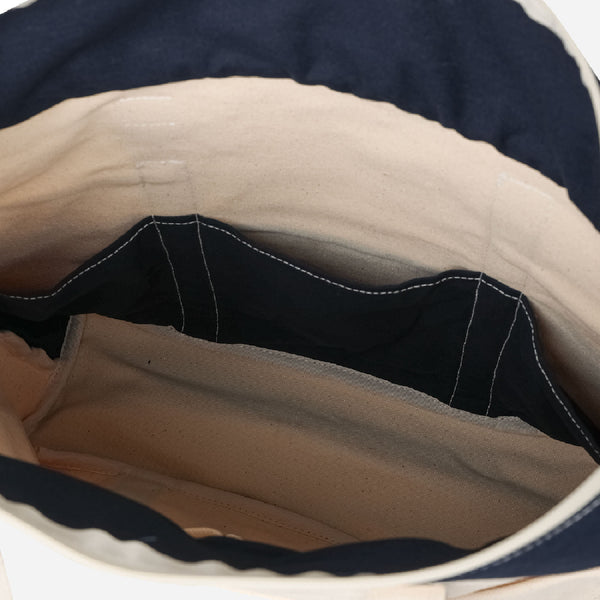 CAFE TOTE BAG - ECRU/NAVY