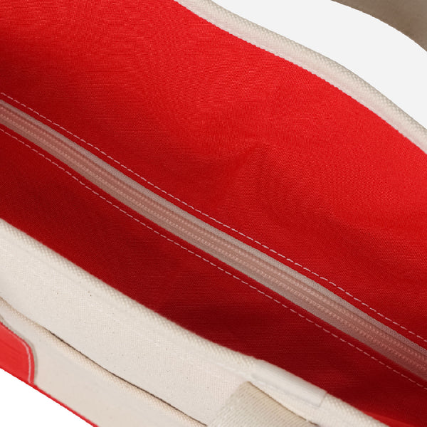CAFE TOTE BAG - ECRU/RED