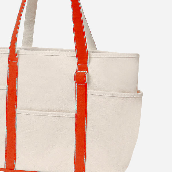 CAFE TOTE BAG - ECRU/RED