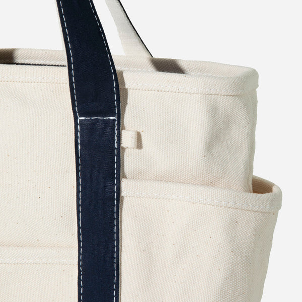 SMALL CAFE TOTE BAG - ECRU/NAVY