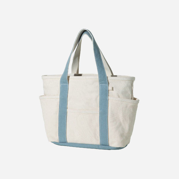 SMALL CAFE TOTE BAG - ECRU/SKY
