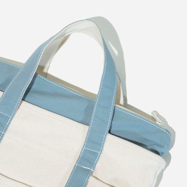 SMALL CAFE TOTE BAG - ECRU/SKY
