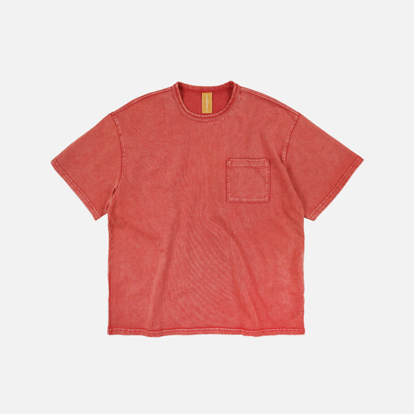 OG STONE WASHED POCKET T-SHIRT - RED