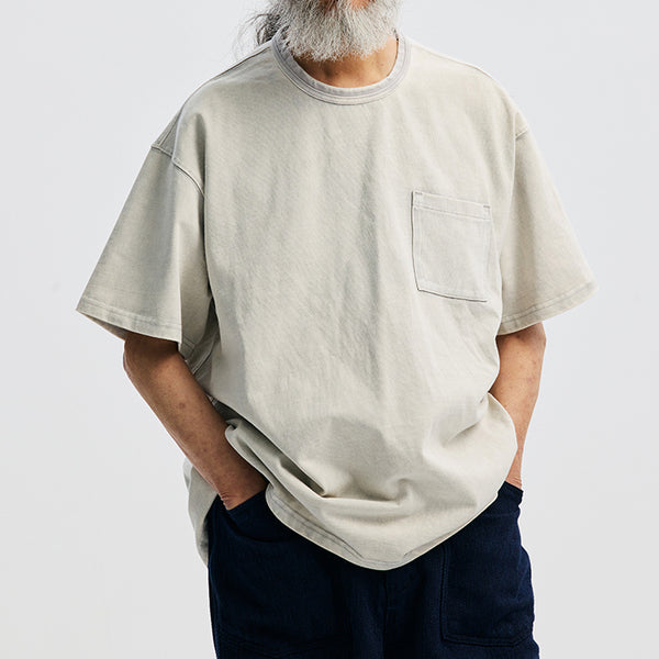 OG STONE WASHED POCKET T-SHIRT - LIGHT GREY