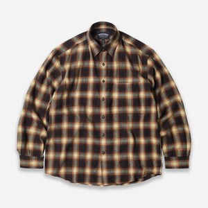 Frizmworks - OMBRE FLANNEL RELAXED SHIRT - BROWN -  - Main Front View