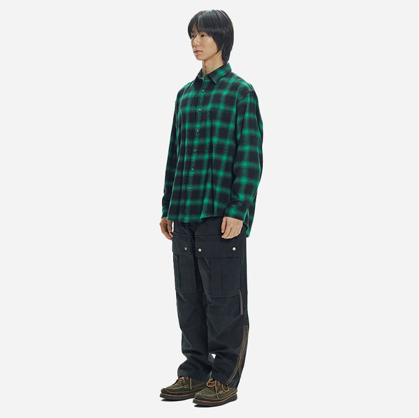 OMBRE FLANNEL RELAXED SHIRT - GREEN