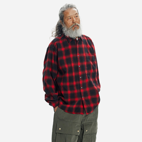 OMBRE FLANNEL RELAXED SHIRT - RED