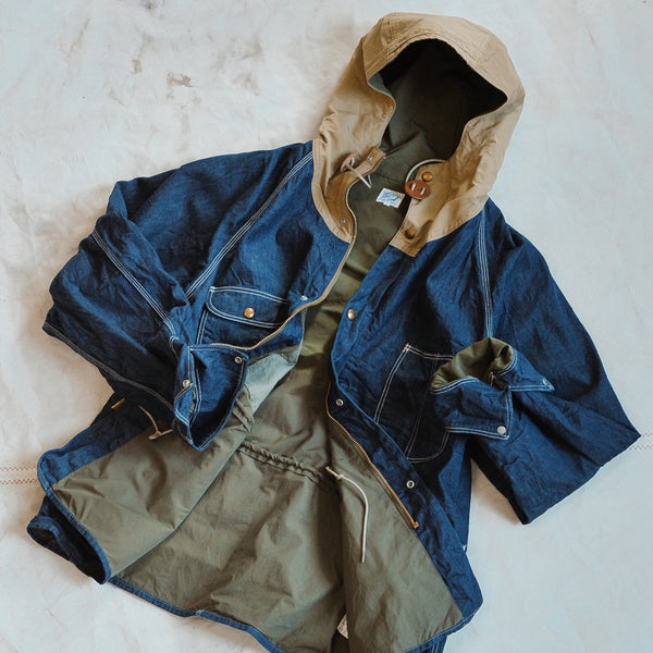 60/40 COVERALL HOODED JACKET - DENIM ONE WASH