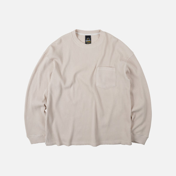 OVERSIZED WAFFLE POCKET T-SHIRT - CREAM