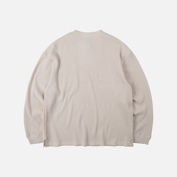 OVERSIZED WAFFLE POCKET T-SHIRT - CREAM