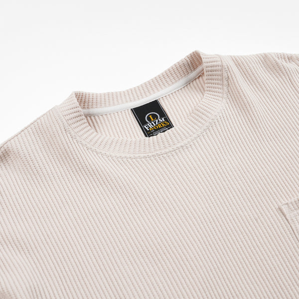 OVERSIZED WAFFLE POCKET T-SHIRT - CREAM