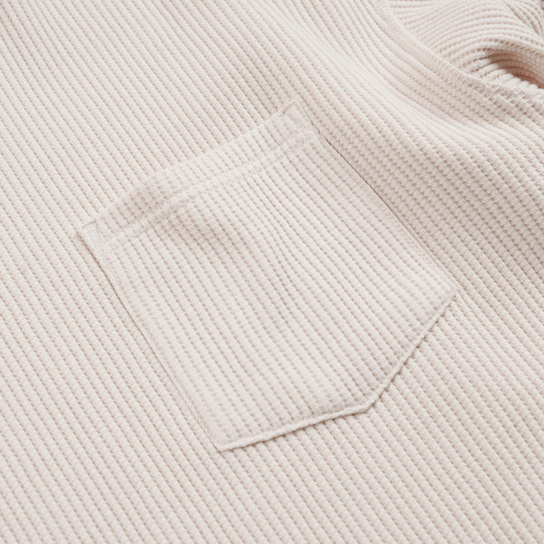 OVERSIZED WAFFLE POCKET T-SHIRT - CREAM