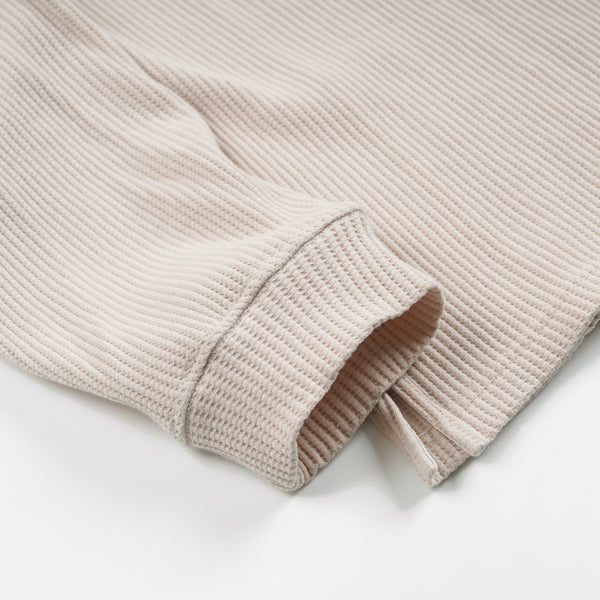 OVERSIZED WAFFLE POCKET T-SHIRT - CREAM