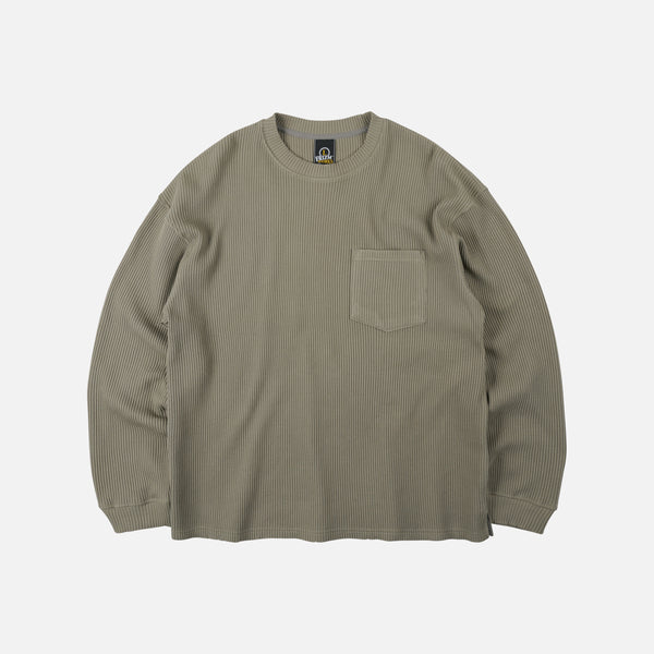 OVERSIZED WAFFLE POCKET T-SHIRT - OLIVE