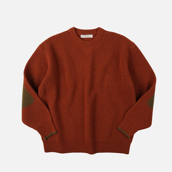PATCH ROUND PULLOVER KNIT - BRICK