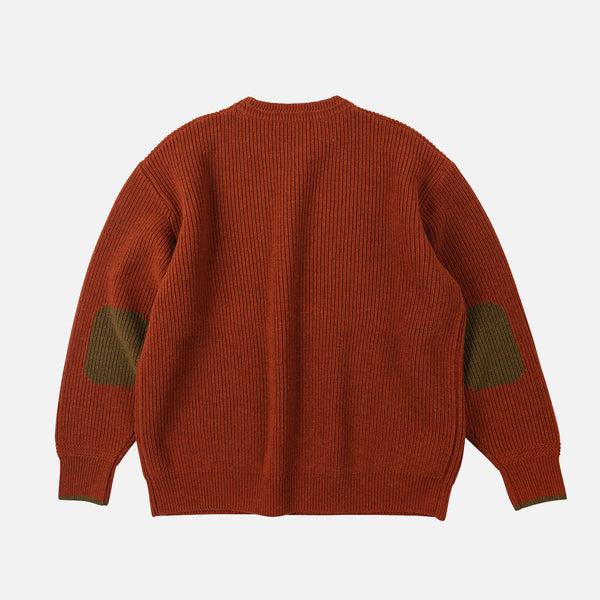 PATCH ROUND PULLOVER KNIT - BRICK