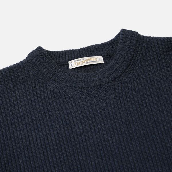 PATCH ROUND PULLOVER KNIT - NAVY