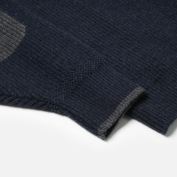 PATCH ROUND PULLOVER KNIT - NAVY