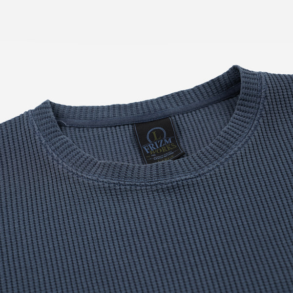 PIGMENT DYEING WAFFLE L/S T-SHIRT - BLUE