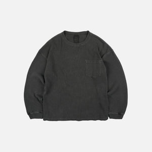 Frizmworks - PIGMENT DYEING WAFFLE L/S T-SHIRT - CHACOAL -  - Main Front View