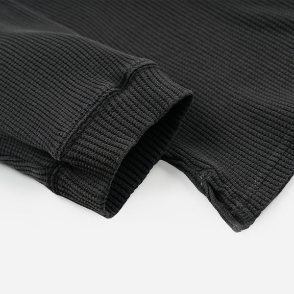 PIGMENT DYEING WAFFLE L/S T-SHIRT - CHACOAL