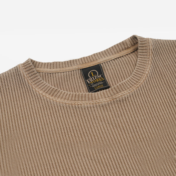 PIGMENT DYEING WAFFLE LS T-SHIRT - TAN