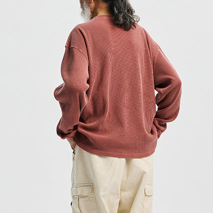 PIGMENT DYEING WAFFLE L/S T-SHIRT - PINK