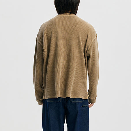 PIGMENT DYEING WAFFLE LS T-SHIRT - TAN