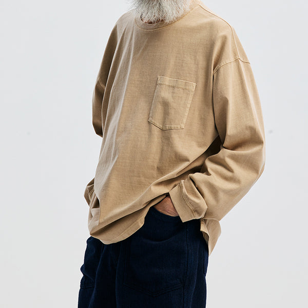 PIGMENT POCKET LS T-SHIRT - BEIGE