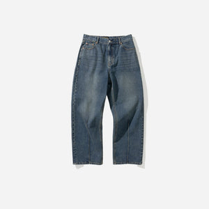 Uniform Bridge - PIN TUCK LOOSE FIT JEANS - INDIGO WASHED -  - Main Front View