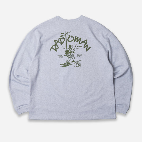 RADIO MAN LONG SLEEVE TEE -  WHITE MELANGE