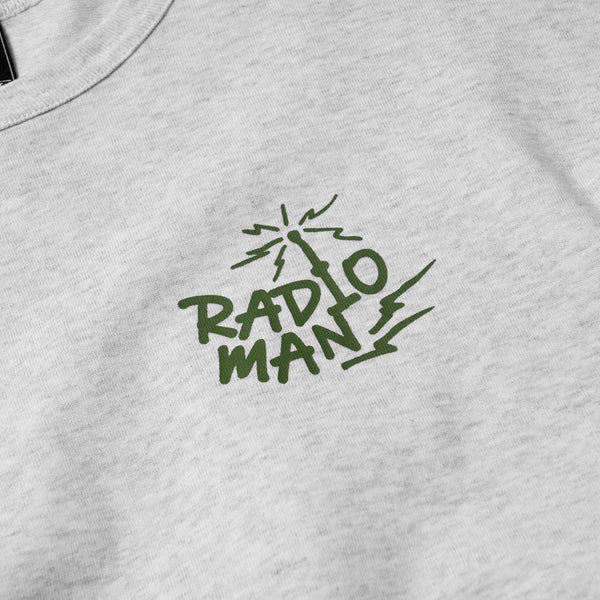 RADIO MAN LONG SLEEVE TEE -  WHITE MELANGE