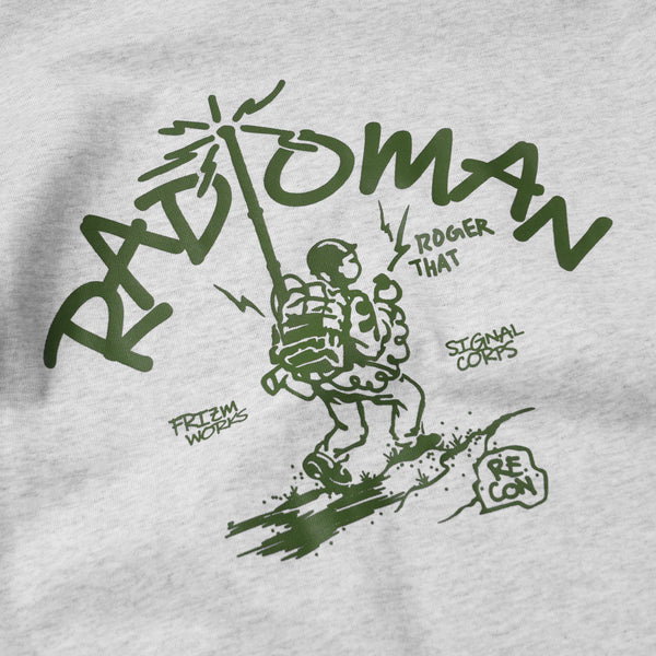 RADIO MAN LONG SLEEVE TEE -  WHITE MELANGE