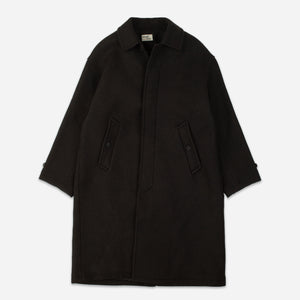 Rough Side - WOOL MAC COAT - ASH BLACK -  - Main Front View