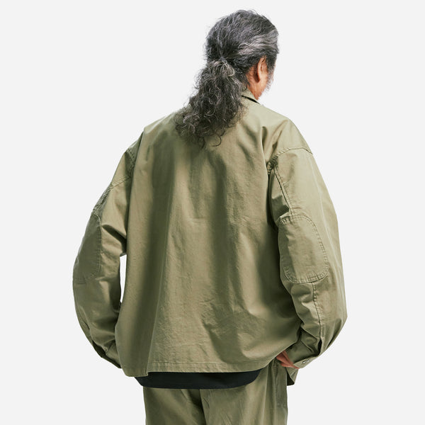 ROUND PATCH COVERALL JACKET - KHAKI BEIGE