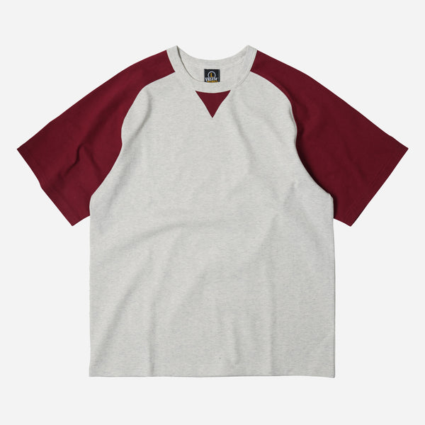 ROUNDED RAGLAN HALF TEE - BURGUNDY