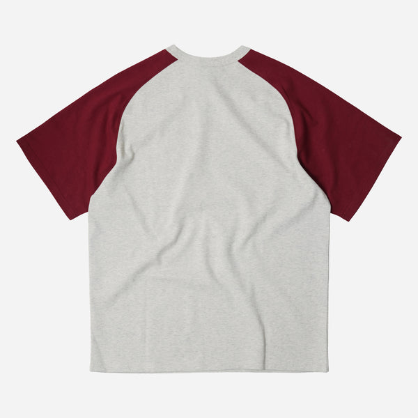 ROUNDED RAGLAN HALF TEE - BURGUNDY