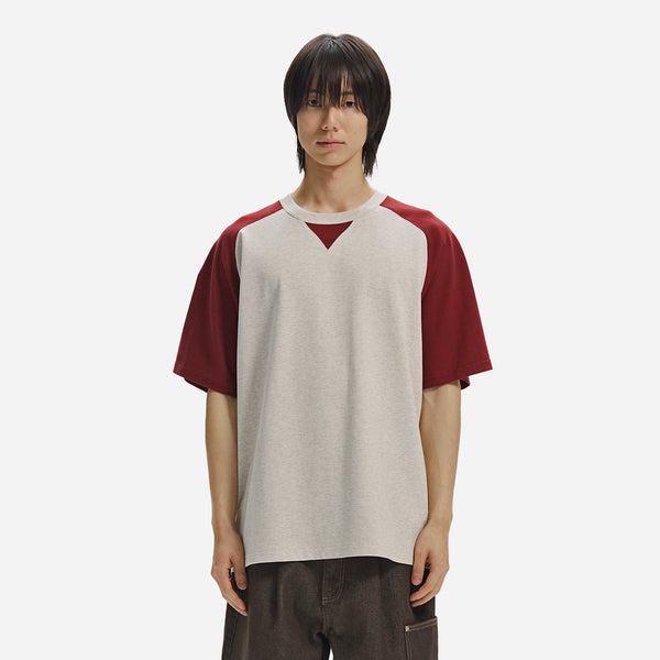 ROUNDED RAGLAN HALF TEE - BURGUNDY