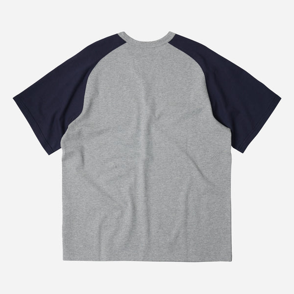 ROUNDED RAGLAN HALF TEE - NAVY