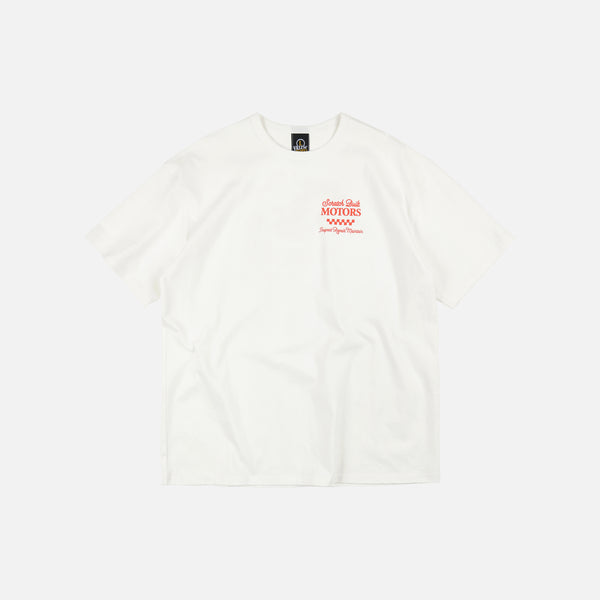 SCRATCH BUILT MOTORS HALF T-SHIRT - WHITE