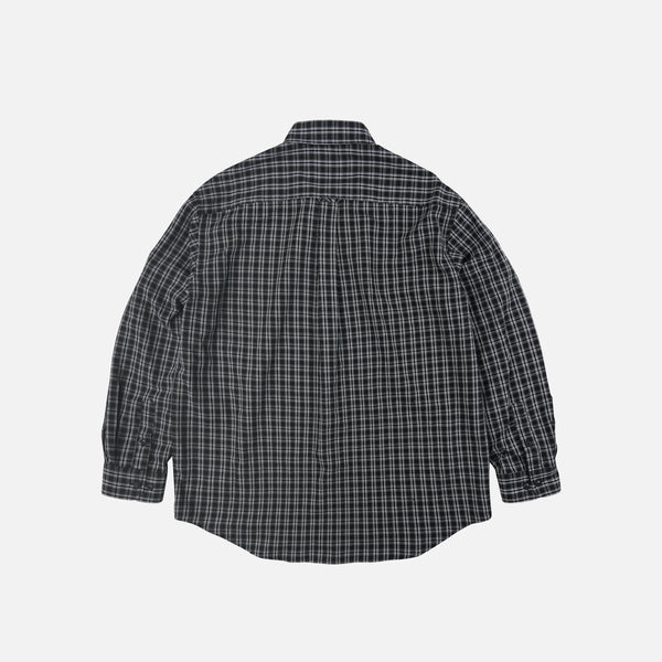 SEERSUCKER CHECKED SHIRT - BLACK