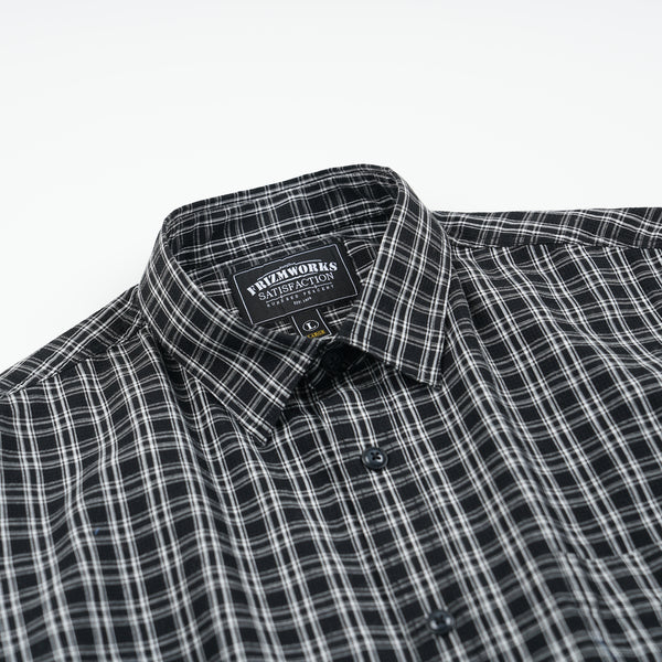 SEERSUCKER CHECKED SHIRT - BLACK