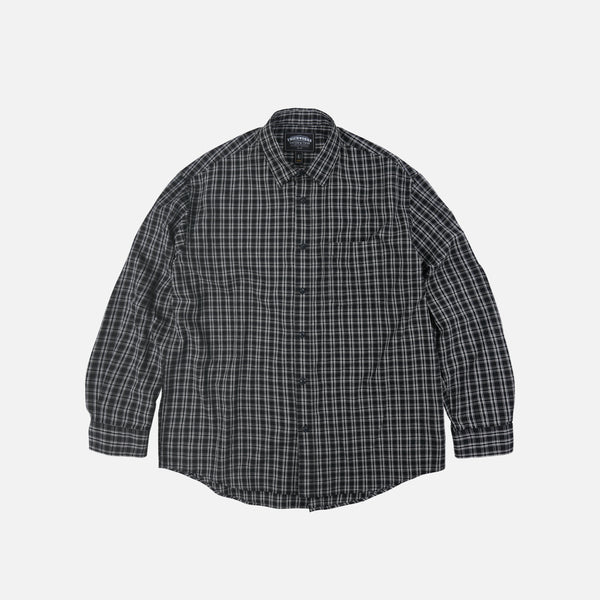 SEERSUCKER CHECKED SHIRT - BLACK