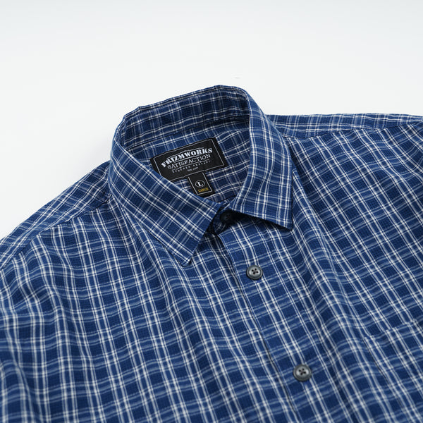 SEERSUCKER CHECKED SHIRT - BLUE