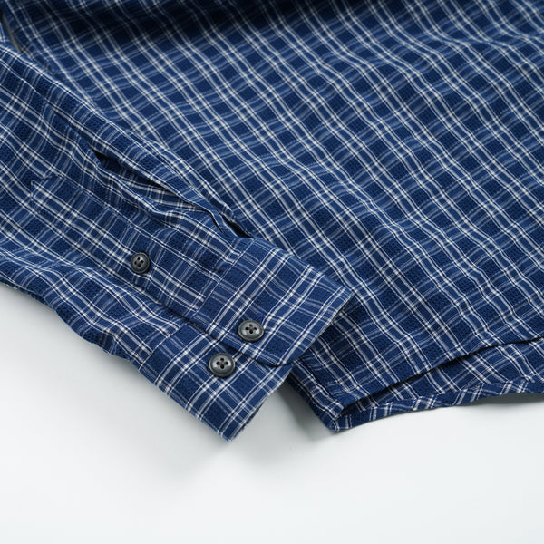 SEERSUCKER CHECKED SHIRT - BLUE