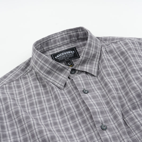 SEERSUCKER CHECKED SHIRT - GRAY