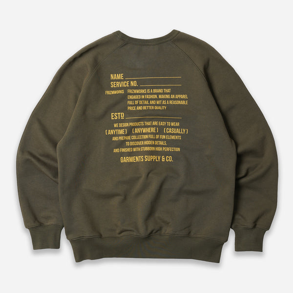 SERVICE LABEL SWEATSHIRT -  OLIVE