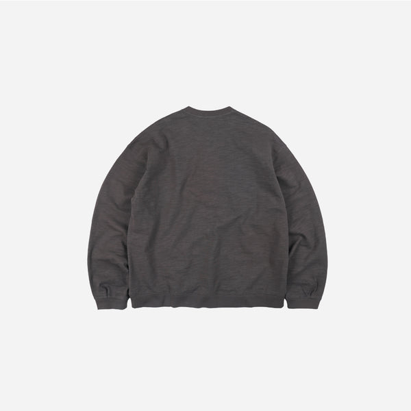 SLUB HENLEY L/S T-SHIRT - CHARCOAL