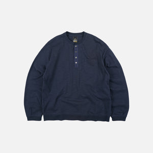 Frizmworks - SLUB HENLEY L/S T-SHIRT - NAVY -  - Main Front View